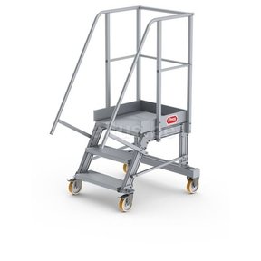 Bordestrap onder hoek 45° met 4 wielen - tredebreedte 60 cm 2 treden + bordes