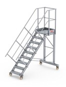 Bordestraponder hoek 45 graden met 4 wielen - tredebreedte 60 cm 8 treden + bordes