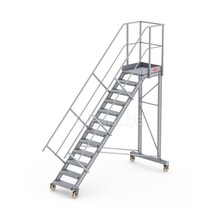 Bordestraponder hoek 45 graden met 4 wielen - tredebreedte 60 cm 11 treden + bordes