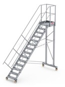Bordestraponder hoek 45 graden met 4 wielen - tredebreedte 60 cm 13 treden + bordes