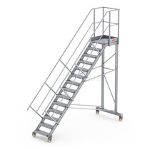 Bordestraponder hoek 45 graden met 4 wielen - tredebreedte 60 cm 13 treden + bordes