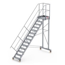 Bordestraponder hoek 45 graden met 4 wielen - tredebreedte 60 cm 13 treden + bordes
