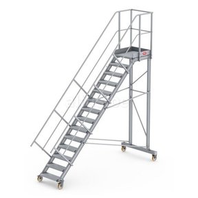 Bordestraponder hoek 45 graden met 4 wielen - tredebreedte 60 cm 13 treden + bordes