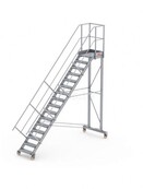 Bordestraponder hoek 45 graden met 4 wielen - tredebreedte 60 cm 15 treden + bordes