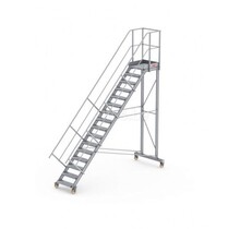 Bordestraponder hoek 45 graden met 4 wielen - tredebreedte 60 cm 15 treden + bordes