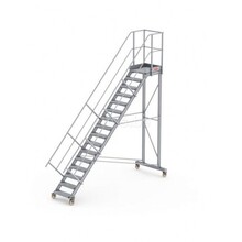Bordestraponder hoek 45 graden met 4 wielen - tredebreedte 60 cm 15 treden + bordes