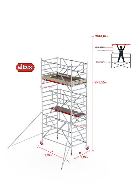RS TOWER 42-S met Safe-Quick® Guardrail 1,35 x 1,85m x 4,20m VH=6,20mWH