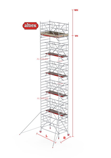 RS TOWER 42-S met Safe-Quick® Guardrail 1,35 x 1,85m x 9,20m VH = 11,20m WH