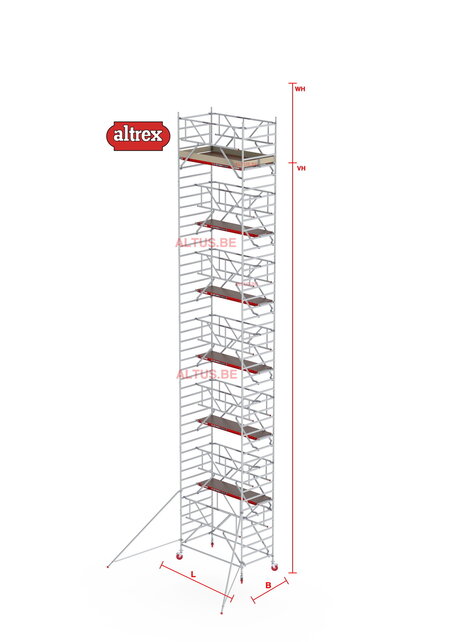 RS TOWER 42-S met Safe-Quick® Guardrail 1,35 x 1,85m x 11,20m VH = 13,20m WH