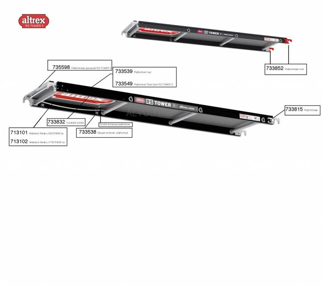 Altrex RS5 tower onderdelen platformen Kunststof luikslot