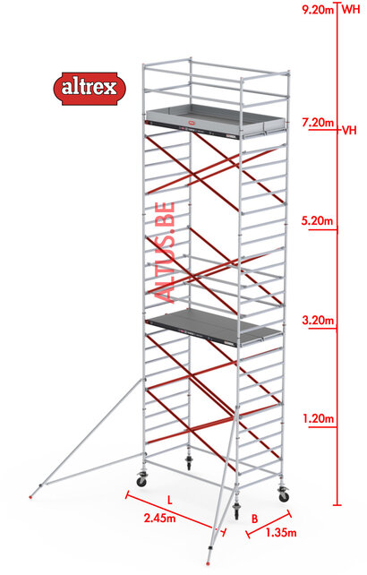 Altrex RS52 fiber-deck1.35 x 2.45 x 7.20m vh* = 9.20m wh