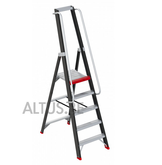 Altrex enkel oploopbare professionele trap met leuning 5 treden