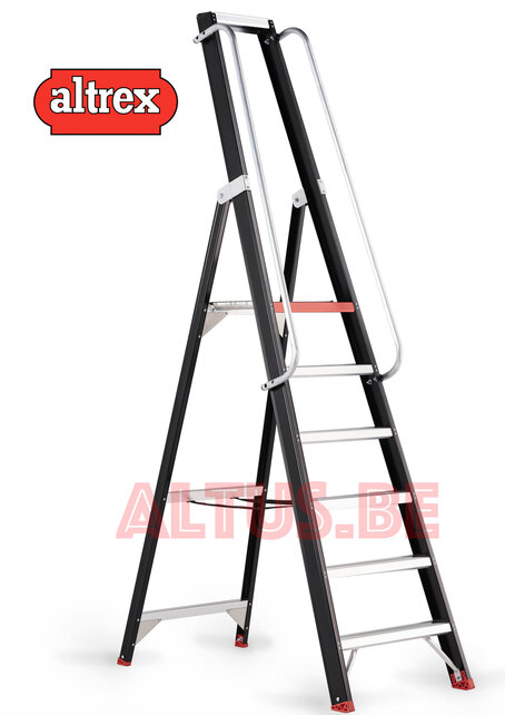 Altrex enkel oploopbare professionele trap met leuning 6 treden