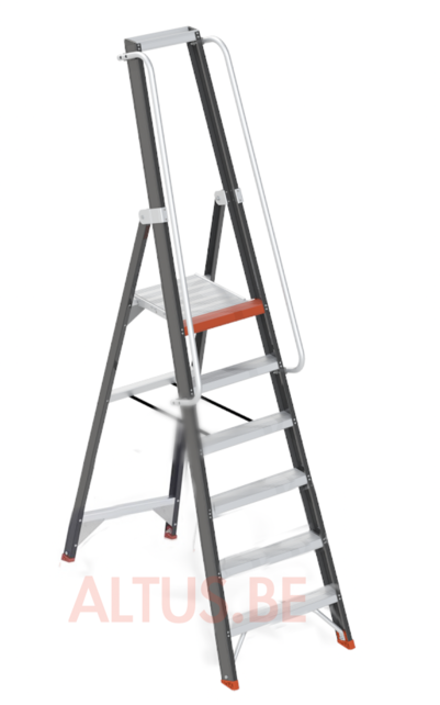 Altrex enkel oploopbare professionele trap met leuning 6 treden
