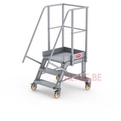 Bordestrap onder hoek 60° met 4 wielen - tredebreedte 60 cm 2 treden + bordes