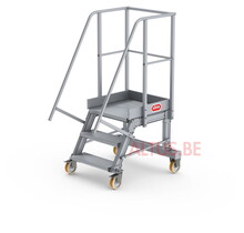 Bordestrap onder hoek 60° met 4 wielen - tredebreedte 60 cm 2 treden + bordes