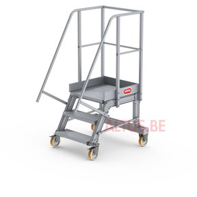 Bordestrap onder hoek 60° met 4 wielen - tredebreedte 60 cm 2 treden + bordes
