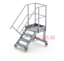 Bordestrap onder hoek 60° met 4 wielen - tredebreedte 60 cm 3 treden + bordes