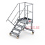 Bordestrap onder hoek 60° met 4 wielen - tredebreedte 60 cm 3 treden + bordes