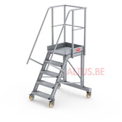 Bordestrap onder hoek 60° met 4 wielen - tredebreedte 60 cm 4 treden + bordes