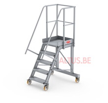 Bordestrap onder hoek 60° met 4 wielen - tredebreedte 60 cm 4 treden + bordes