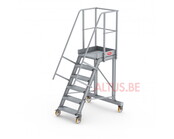 Bordestrap onder hoek 60° met 4 wielen - tredebreedte 60 cm 5 treden + bordes