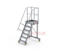 Bordestrap onder hoek 60° met 4 wielen - tredebreedte 60 cm 5 treden + bordes