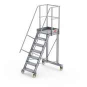 Bordestrap onder hoek 60° met 4 wielen - tredebreedte 60 cm 6 treden + bordes