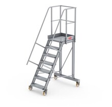 Bordestrap onder hoek 60° met 4 wielen - tredebreedte 60 cm 6 treden + bordes