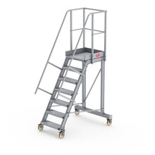 Bordestrap onder hoek 60° met 4 wielen - tredebreedte 60 cm 6 treden + bordes