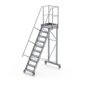 Bordestrap onder hoek 60° met 4 wielen - tredebreedte 60 cm 9 treden + bordes