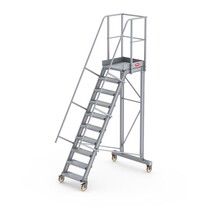 Bordestrap onder hoek 60° met 4 wielen - tredebreedte 60 cm 9 treden + bordes
