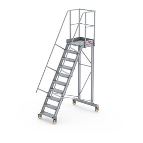 Bordestrap onder hoek 60° met 4 wielen - tredebreedte 60 cm 9 treden + bordes