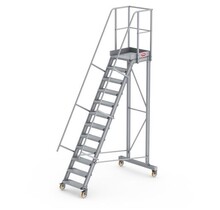 Bordestrap onder hoek 60° met 4 wielen - tredebreedte 60 cm 11 treden + bordes