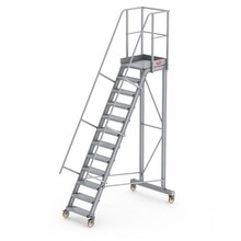 Bordestrap onder hoek 60° met 4 wielen - tredebreedte 60 cm 11 treden + bordes