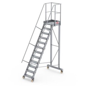 Bordestrap onder hoek 60° met 4 wielen - tredebreedte 60 cm 11 treden + bordes