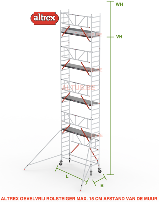 Gevelvrij RS Tower 51-S met Safe-Quick 0.75(B) x 3.05(L) x 8.20m vh = 10.20m wh