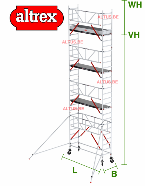 Gevelvrij RS Tower 51-S met Safe-Quick 0.75(B) x 3.05(L) x 7.20m vh = 9.20m wh