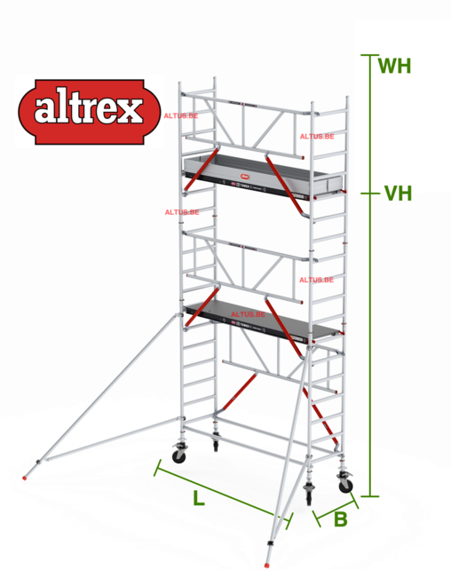 Gevelvrij RS Tower 51-S met Safe-Quick 0.75(B) x 3.05(L) x 4.20m vh = 6.20m wh