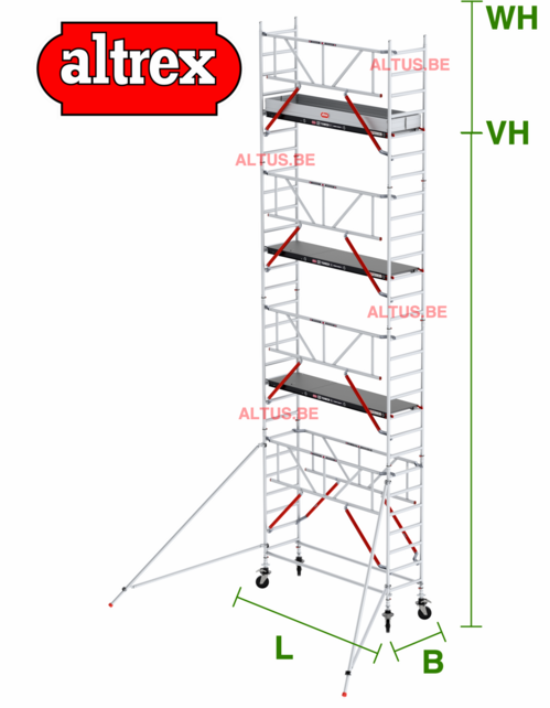 Gevelvrij RS Tower 51-S met Safe-Quick 0.75(B) x 2.45(L) x 7.20m vh = 9.20m wh