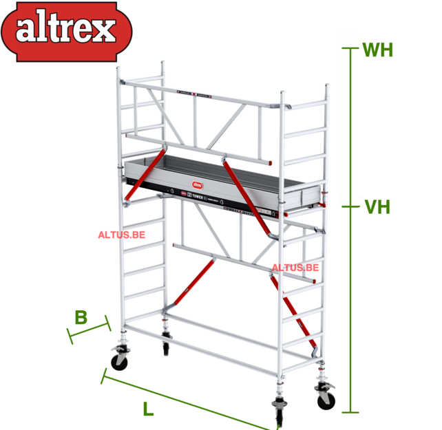 Gevelvrij RS Tower 51-S met Safe-Quick 0.75(B) x 2.45(L) x 2.20m vh = 4.20m wh