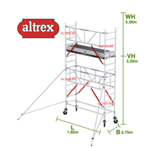 Gevelvrij RS Tower 51-S met Safe-Quick 0.75(B) x 1.85(L) x 3.20m vh = 5.20m wh
