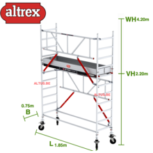 Gevelvrij RS Tower 51-S met Safe-Quick 0.75(B) x 1.85(L) x 2.20m vh = 4.20m wh
