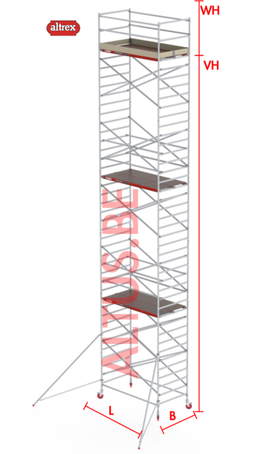 RS-42 Tower 1.35m B x 1.85m L x 11.20m Vh = 13.20 wh traditionele opbouw