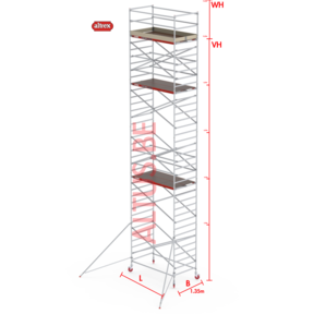 RS-42 Tower 1.35m B x 2.45m L x 10.20m Vh = 12.20 wh traditionele opbouw