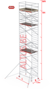 RS-42 Tower 1.35m B x 1.85m L x 10.20m Vh = 12.20 wh traditionele opbouw
