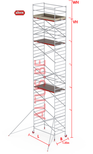 RS-42 Tower 1.35m B x 1.85m L x 10.20m Vh = 12.20 wh traditionele opbouw