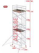 RS-42 Tower 1.35m B x 1.85m L x 7.20m Vh = 9.20 wh traditionele opbouw