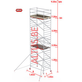RS-42 Tower 1.35m B x 1.85m L x 7.20m Vh = 9.20 wh traditionele opbouw