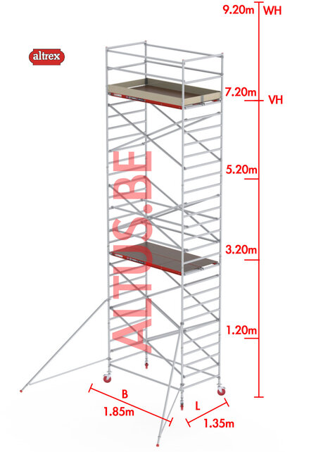 RS-42 Tower 1.35m B x 1.85m L x 7.20m Vh = 9.20 wh traditionele opbouw